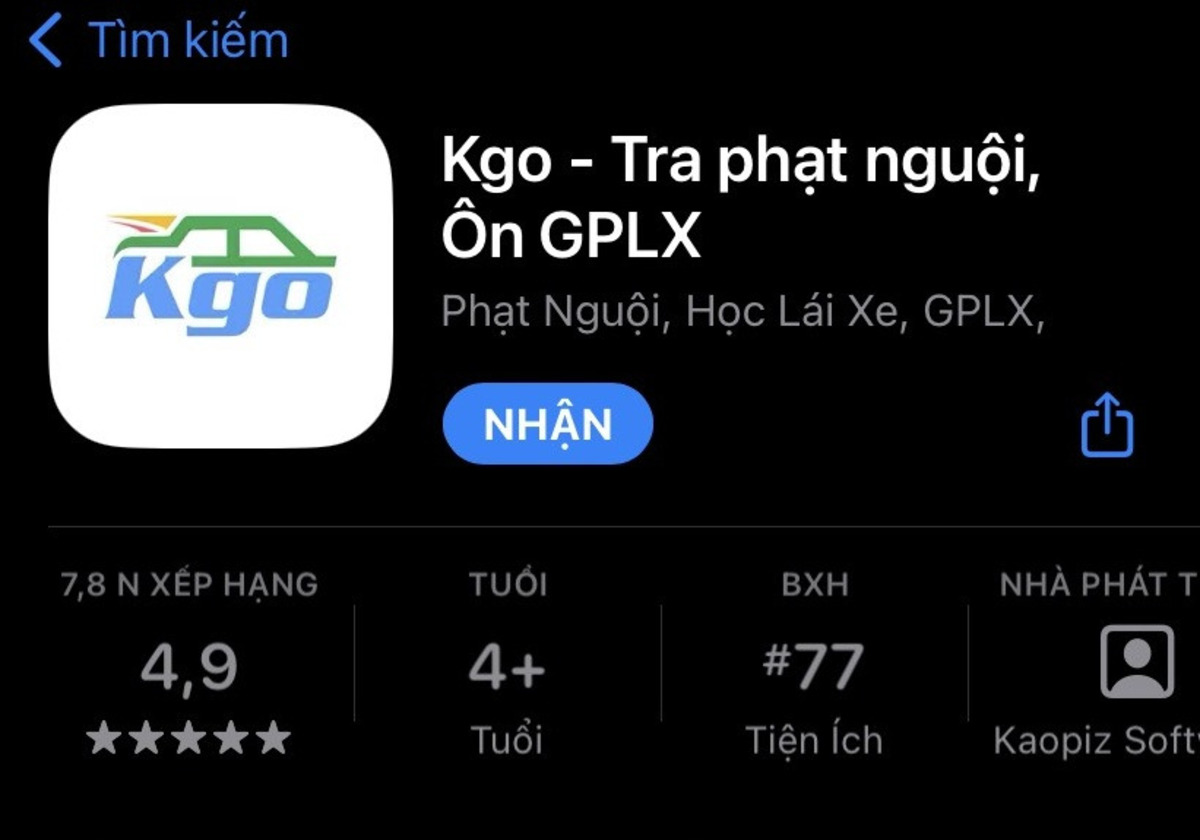 app tra cuu phat nguoi on thi gplx kgo App tra cứu phạt nguội, ôn thi GPLX - Kgo