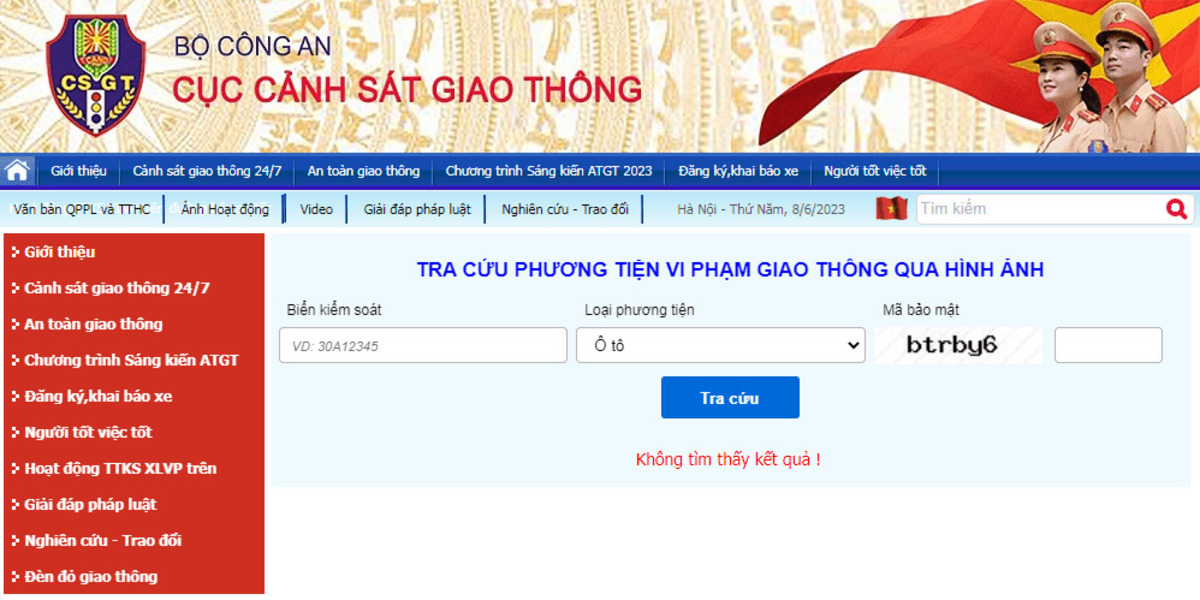 tra cuu phat nguoi bang hinh anh tai website cuc canh sat giao thong Check phạt nguội ô tô kèm hình ảnh